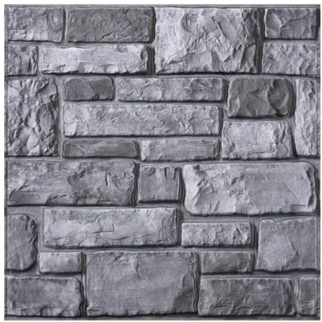 COMSTICKC 3D Wandpaneele Selbstklebend Steinoptik Grau,10 Stück, Hochwertige 3D Wandverkleidung Selbstklebend Backstein Tapete 3D PVC Wandpaneele Innenwanddekoration, Wasserdicht, 30x30 cm