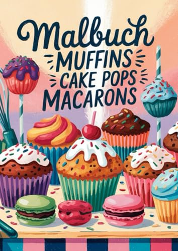 Malbuch Muffins, Cake Pops, Macarons: Malbuch für Kinder, Geschenkidee, Geburtstage, 43 Seiten Malspaß