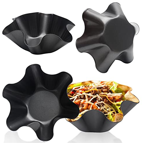 Kisbeibi Lot de 4 bols de poêle à tortilla, moule à tortilla, bol à taco, moule à salade en acier au carbone, set de poêles à salade à tacos (couleur : types : A)