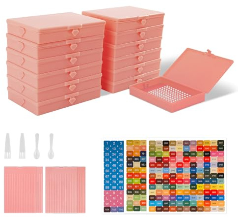 MOSA BEAR 12pcs Large Anti Static Diamond Art Storage Container Trays With Lids, Diamond Painting Container Trays, Stackable Craft and Bead Storage Organizer & Line-Up, Diamond Art Accessories Tools
