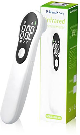 No-Touch Forehead Thermometer for Kids and Adults, Digital Infrared Thermometer with Fever Alarm, LED Display, 3-Color Backlight, Body & Object Mode, °C/°F Switch, Fast Accurate Reading