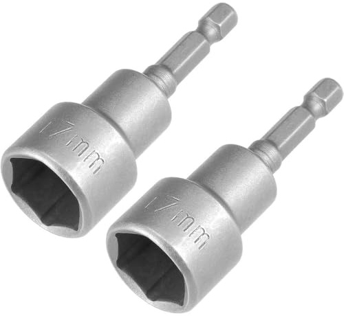 Shallho - Set di 2 chiavi a bussola magnetiche esagonali da 1/4, 17 mm, per trapani, cacciaviti a dadi e adattatore a bussola