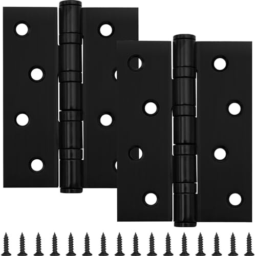 BGOBTY Bisagras Puertas,pack de 2 Bisagras Abatibles de Acero Inoxidable,Bisagra Puerta Cocina con rodamiento cuádruple de bolas,apto para puertas de madera,puertas de jardín exteriore (Negro)