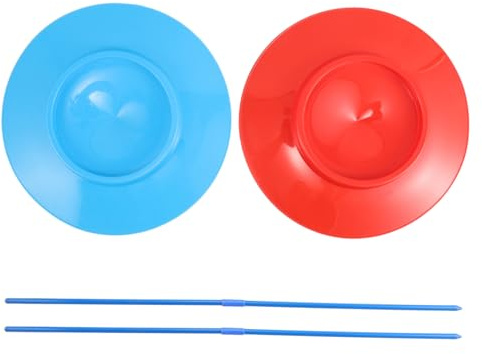 NOLITOY Set 2 Piatti da Giocoleria con Bastoncini Colorati per Bambini e Adulti, Giocattoli Abilità Giocoliere per Principianti, per Spettacoli Circensi e Feste, Materiali Resistenti