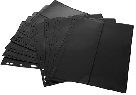 COHEALI 10 Páginas de Inserción para Álbum de Sellos, Doble Cara Negro 9 Compartimentos Verticales, Hojas Sueltas para Colección y Almacenamiento de Sellos, Suministros para