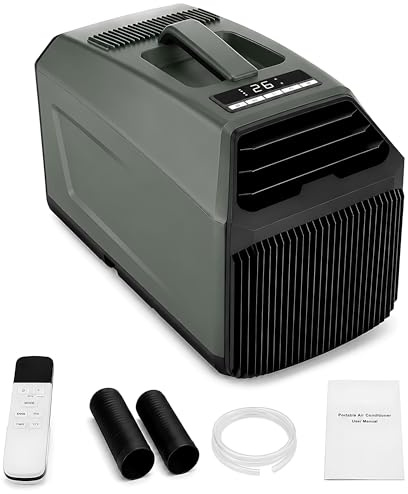 Liten Portabel AC, Husbil Luftkonditionering - 4500/5100 BTU Dubbelslang, 330W Energisnål, 36dB Tyst, Dubbelrotor Kompressor för Van Life, Tält, Husvagn, Sovrum, Off-grid 4500BTU/AC