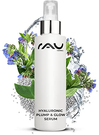 RAU Cosmetics Hyaluronic Plump & Glow Serum 100 ml - Intensives Hyaluron Feuchtigkeitsserum mit Urea, Allantoin & Milchsäure - Anti-Aging Konzentrat für reife, trockene Haut - Made in Germany