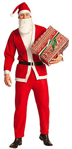 Boland 13411 - Set de disfraz de Papá Noel 5 piezas, traje con pantalón, abrigo, cinturón, sombrero y barba, disfraces de hombre, Papá Noel, para Navidad, JGA o Carnaval