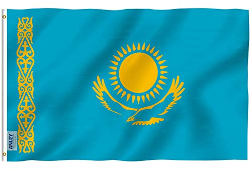 ANLEY Fly Breeze 3x5 Fuß Kasachstan Flagge - Lebendige Farbe und UV-Lichtechtheit - Leinwandkopf und doppelt genäht - Republik Kasachstan Flaggen Polyester mit Messingösen 3 X 5 FT