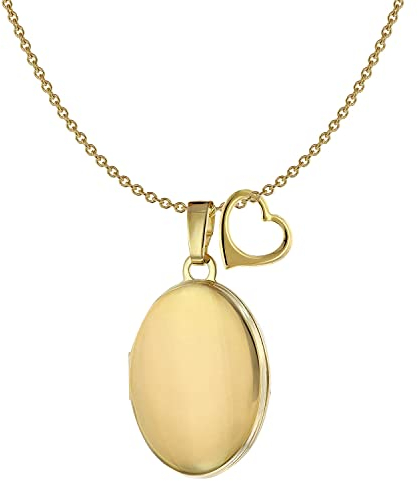 Acalee Halskette mit Medaillon und Herzchen Anhänger Gold 333 / 8K zauberhafter Halsschmuck für Frauen, elegante Geschenkidee für Damen, 30-3004_42 42 cm