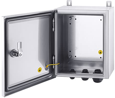Ordentlich IP65 Weatherproof Stainless Steel Box Wall-Mounted Electronic Equipment Enclosure Box with Mounting Plate and Wall Bracket (12'' x 10'' x 6'')…