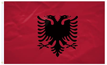 Drapeau Albanie - 60x90cm - Tissu Renforcé - Couture Durable - Couleurs Vives - Drapeau Extérieur Intérieur - Oillets Intégrés - Drapeau National