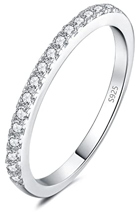 JewelryPalace Modesmycken Klassisk Stapelring Med Zirkonia Evighetsring För Damer Smal, Vigselringar För Damer Silver 925 Vigselringar Bröllopsbandring, Smycken För Kvinnor Med Sten