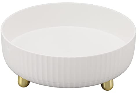 Focket Focketd3qwsngb0u-12 Non Skid Lazy Susan Turntable Organizer, 360 ° Roterande Köksförvaring Makeup Organizer, Turntable Cabinet Organizer för Bänkskiva, Skåp, Kylskåp, Kontor, Skafferi (Vit)