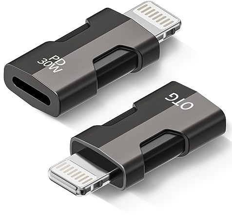 [Apple MFi Zertifiziert] USB-C Lightning Adapter - 30W PD Unterstützung, OTG Adapter für iPhone 8/14/13/12/11/7/XR/iPad (2 Stück)