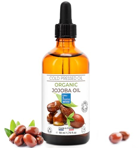 Jojobaolja organisk kallpressad: rengöringsolja ansikte, hud hår naglar ansiktsolja kroppsolja anti-åldrande anti-rynkor massageolja naturlig kosmetika, skägg och hårolja – 50 ml