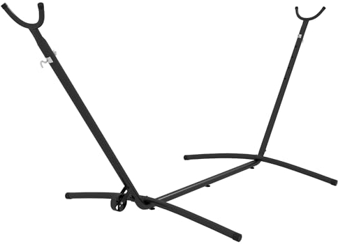 Outsunny Hängemattengestell Outdoor aus Stahl 90 x 120 x 115 cm Hängemattenständer mit Tragetasche Haken Hängematte Gestell bis 220 kg für Garten Strand Camping Schwarz