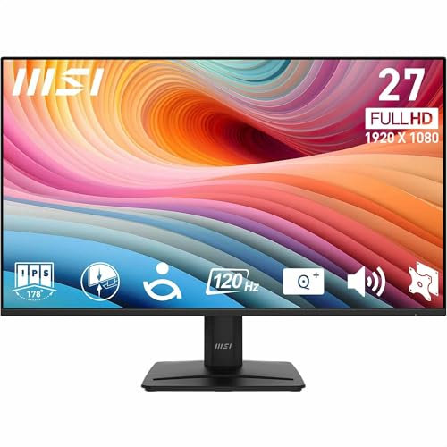 MSI Pro MP275 E2 Desktop-Monitor 27 Zoll Full HD IPS Panel 1920 x 1080, randlos, 120 Hz, Augenfreundlich, Built-in Speakers, Tilt-Adjustable - HDMI 2.0, DP (1.2a), D-Sub (VGA)