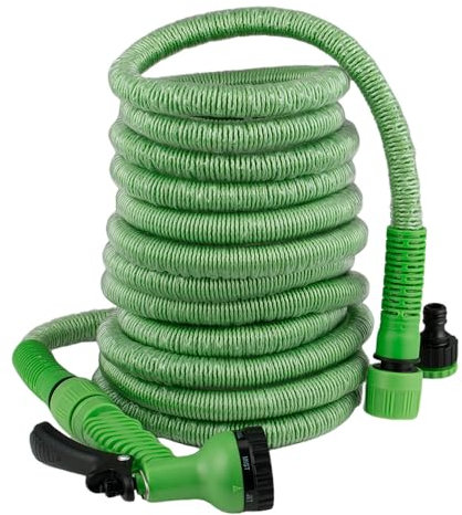 HoseMaster Pro Garden Hose Pipe (25ft) Anti-Kinking Flexible Hose Pipe Expands up to 3m, 3 Durable Layers Resist Extreme Temps, Garden Hose Spray Gun with 7 Modes - Fully Guaranteed
