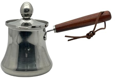 Cafetera turca con tapa, calentador de leche para cafetería, restaurante, camping, 250 ml, color plateado