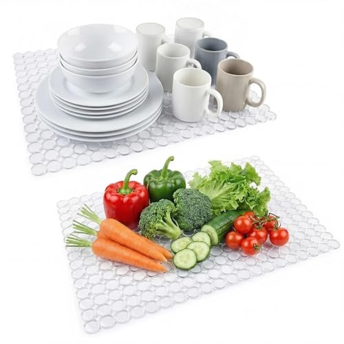 Eulihent 2 Pack Kitchen Sink Mats 40x30 cm Sinks Protect Mats for Stainless Steel/Ceramic Sink Fast Draining Mat Cuttable Dish Drying Mat for Kitchen Countertop (Transparent)