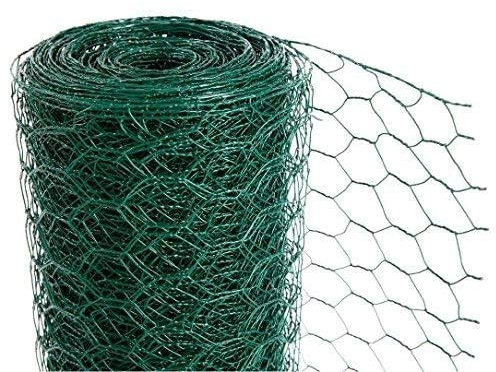CrazyGadget® Chicken Wire Mesh Rabbit Animal Fence Green PVC Coated Steel Metal Garden Netting Fencing 25m (0.6m x 25m) - Hole Size: 25mm