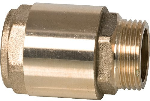 Eurotherm Rückschlagventil mit Schwerkraftbremse 1 1/4 Zoll IG zu AG, Messing, Kunststoff, DN32, Max. 10 bar, 110°C
