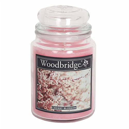 Woodbridge Große Duftkerze im Glas mit Deckel | Cherry Blossom | Duftkerze Frisch | Kerzen lange Brenndauer | Raumduft für Zuhause | Kerze 2 Docht