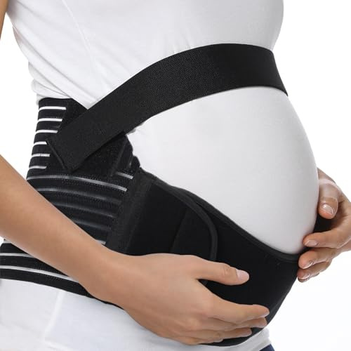 FITTOO Pregnancy Support Belt, 3 in 1 Pregnancy Belly Band Maternity Belt | Belly Bands for Pregnancy - Relieve Back, Pelvic, Hip Pain, Black, Large