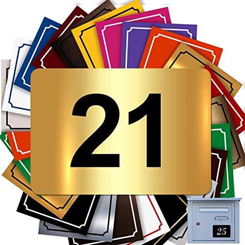 Numéro Pour Boîte Aux Lettres Adhésif - Numéro De Maison PVC – Plaque Gravée À Personnaliser - GRAND 10 x 7 cm (Or Brillant Métallisé)