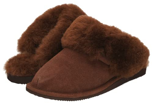 Haftic Zapatillas de estar por casa para mujer, piel de cordero, cálidas, forradas de invierno, cerradas, transpirables, suela suave, hechas a mano, lana de oveja, zapatillas (40, gris/blanco),