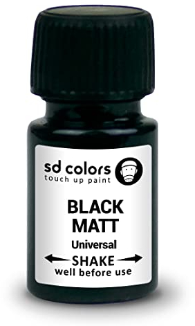 SD COLORS Vernice per ritocco universale tappetino nero 15 ML per riparazione di trucioli di pietra graffi auto, moto, biciclette, cerchi in lega