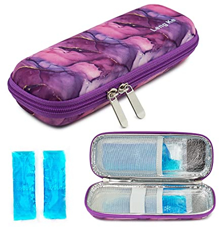 Borsa da viaggio per insulina, Borsa termica per insulina Custodia protettiva per assistenza medica Organizzatore diabetico Borsa termica portatile da viaggio + 2 impacchi di ghiaccio
