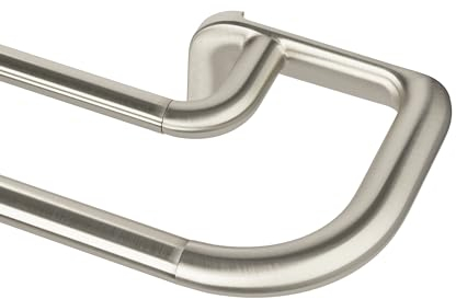 Umbra Twilight Doppel Gardinenstange, Ausziehbare Vorhangstange mit Abgerundeten Enden für ideale Raumabdunkelung, 76-213 cm, Nickel