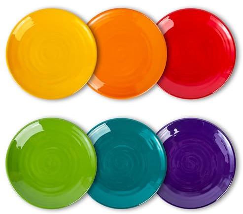 ZAINCA Melamine Dinner Plates, Round Plates,Shatter Resistant, 11 inch, set of 6 Multicolor