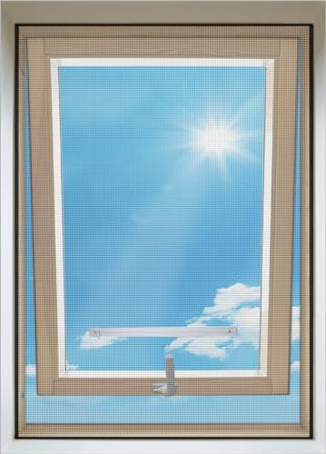 BKSAI Moustiquaire Fenêtre de Toit avec Fermeture Éclair pour Fenêtre - Protection Contre les Insectes - 100 * 130cm Filet Moustiquaire sans Perçage avec Zip - Accès à la Fenêtre de Toit - 1PCS Blanc