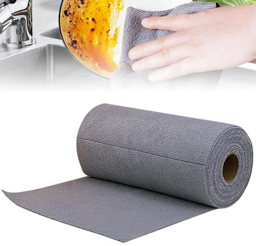 Paños de limpieza extraíbles, 50 unidades en rollo de paños de limpieza de microfibra, paños de microfibra de 30 x 30, paños de microfibra multiusos, paños de cocina, paños de limpieza para ventanas,