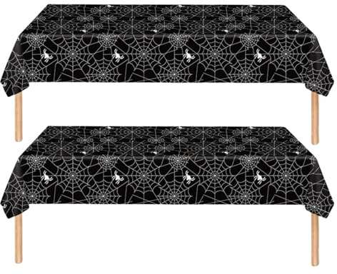 ZSYIULIA 2Pcs 137 * 274cm Halloween Disposable Tablecloth Decorations for Halloween,Disposable Party Table Cloth Waterproof Spider Tablecloth for Indoor or Outdoor Birthday, Picnic Party
