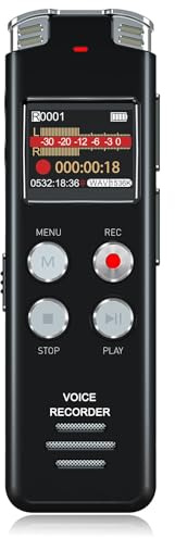 EVISTR Enregistreur numérique de Voix 128GB - Enregistreur Audio à Commande vocale avec réduction du Bruit de Lecture - Enregistreur Dictaphone Dual MIC Rechargeable pour conférences et réunion