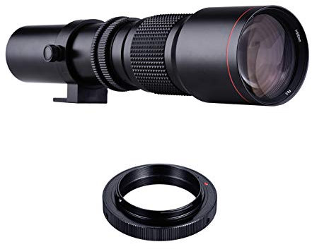 Ciciglow 500mm Manual Zoom Super Telephoto Lens, Adapter Ring Kit, T-Mount, Aluminum Alloy Construction