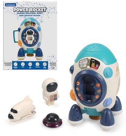 Lexibook, Power Rocket, Fusée éducative bilingue FRANÇAIS/Anglais avec Projections d'étoiles, Activités ludiques pour Apprendre des notions spatiales, Les Formes, la Musique et Les Couleurs, ROCKETi1