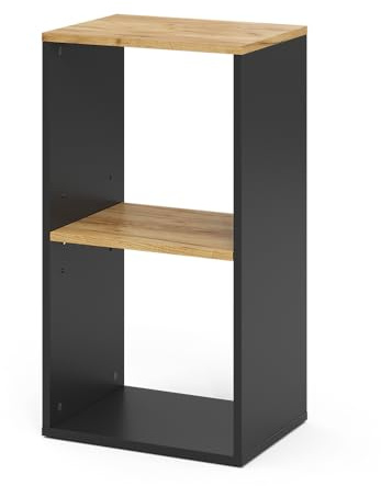 Vicco Estantería Tomy, Antracita/Roble Dorado, 40 x 74 cm con 2 Compartimentos Abiertos, para almacenar y exhibir Libros y Objetos Decorativos