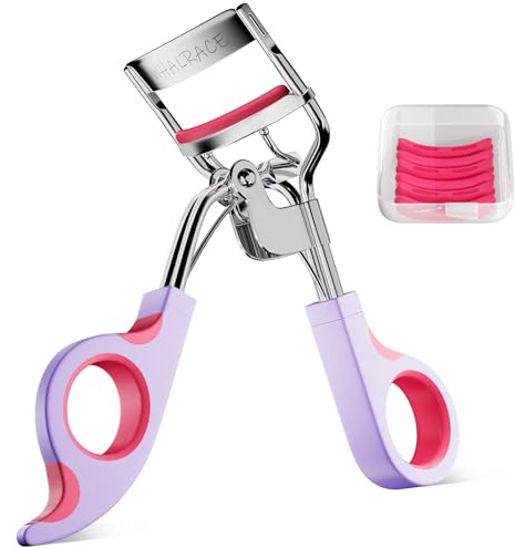 Eye Lash Curler with 6PCS Extra Replacement Pads, Superior Curling Effect Eyelash Curlers, Easy & Comfortable to Grip and Use, Perfect Gift for Her, Teenagers, Beauty Enthusiasts -Silver Purple Red