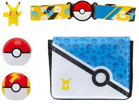 Pokémon PKW4171 - Pikachu Clip ‘N’ Go Bandolier Set – Pikachu Battle Figur, Pokéball, Turboball, Gurt und Bandolier, offizielles Set