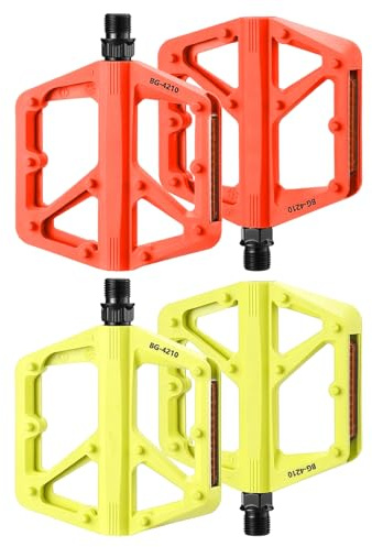 Platta pedaler, racercykelpedaler, halkfria pedaler, 10 greppstift på varje sida, reflekterande säkerhetsdesign, inomhus utomhus cykling träning, 4,13 x 3,15 x 0,59