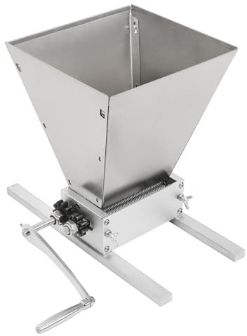 Macinino per cereali, schiacciamento a fiocchi, 4 l, manovella a mano e funzionamento elettrico, rulli regolabili per mais orzo e orzo da birra, argento