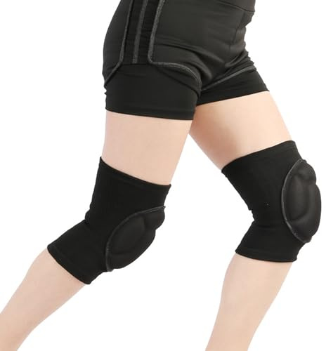 SNZ Sport Ginocchiere per Pallavolo, Pallamano, Calore Quotidiano, Danza, Yoga e Fitness – Ginocchiere Traspiranti con Ammortizzazione, Aderenza Antiscivolo, Unisex (1 Coppia, Nero)