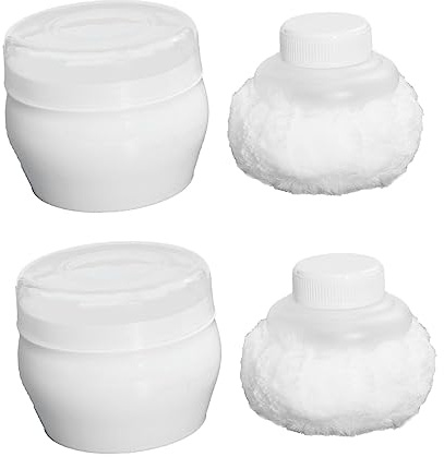 Homoyoyo Borlas de Polvo para Bebés Suaves y Delicadas, Material de Felpa Mango de Plástico Pp, 2 Juegos Portátiles para Cuidado Piel Infantil