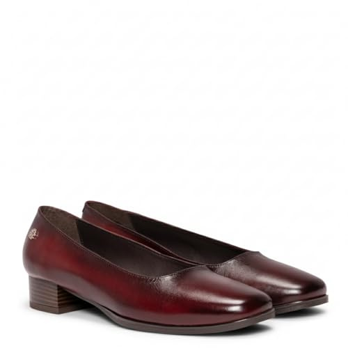 miMaO Zapatos en Piel para Mujer con tacón bajo Burdeos, EU 37