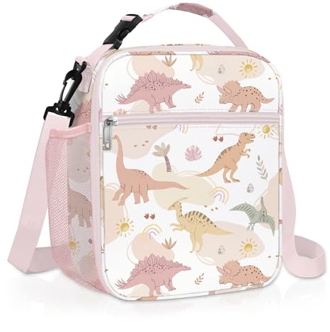 Clastyle Dinosaurie isolerad lunchväska vulkan stor termisk kylväska för pojkar picknick lunchlåda, ros